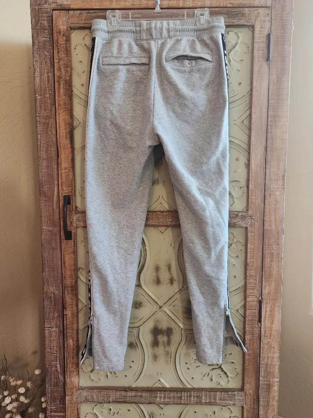 JUST DON All City Gray Side Stripe Spell-Out Sweatpants Men's Medium | 31x31